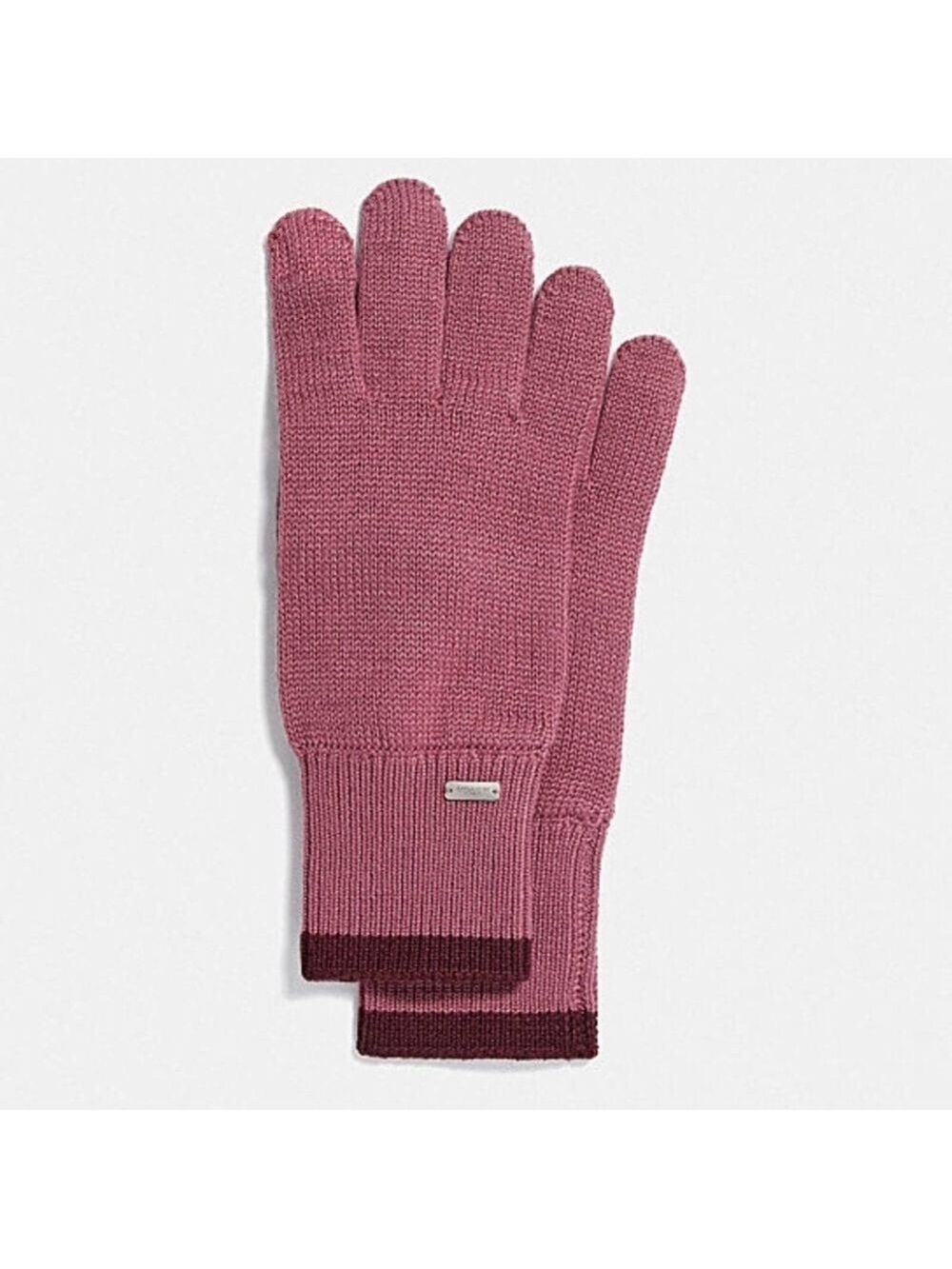 COACH PINK COLOR BLOCKED KNIT TECH GLOVES